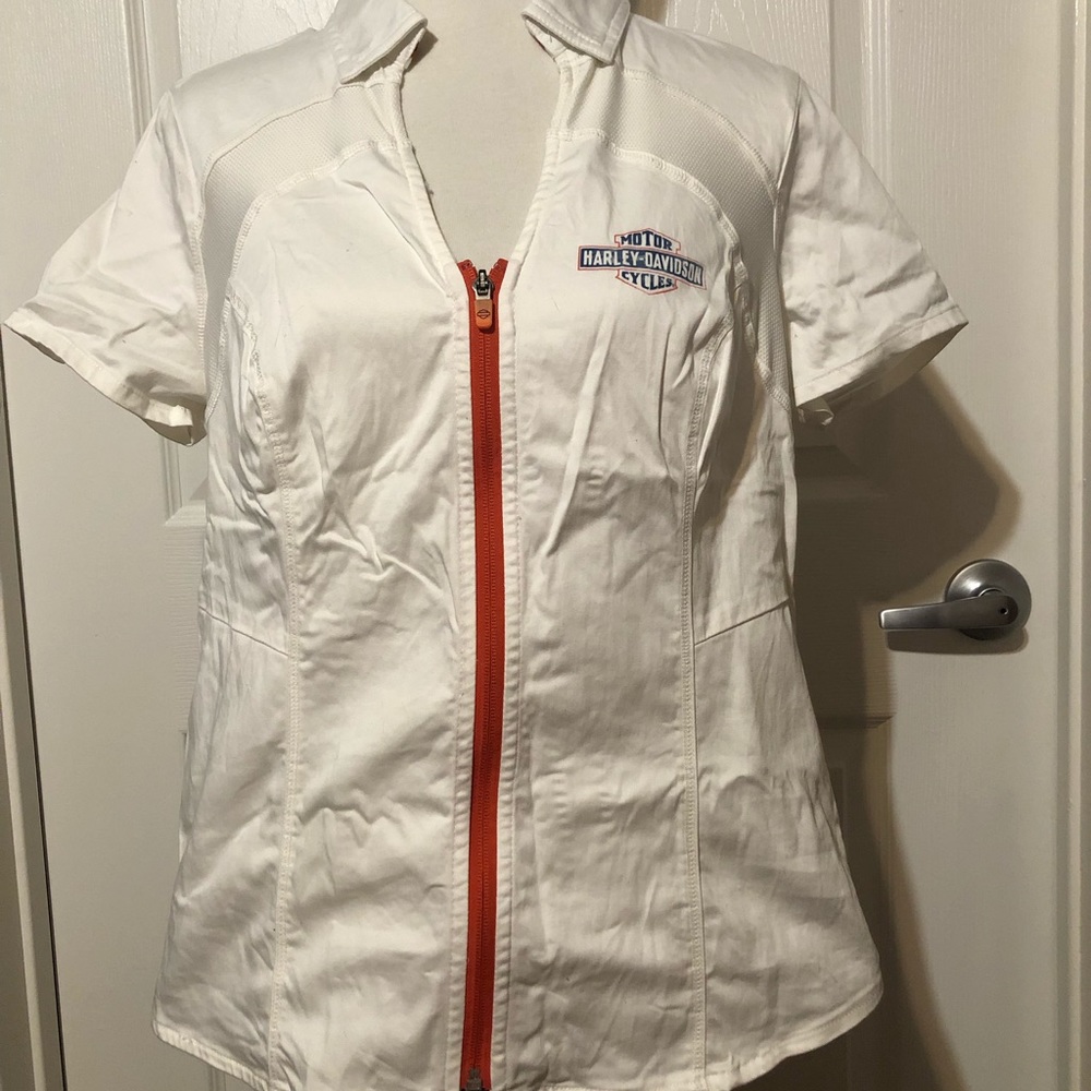 Harley Davidson zip up blouse